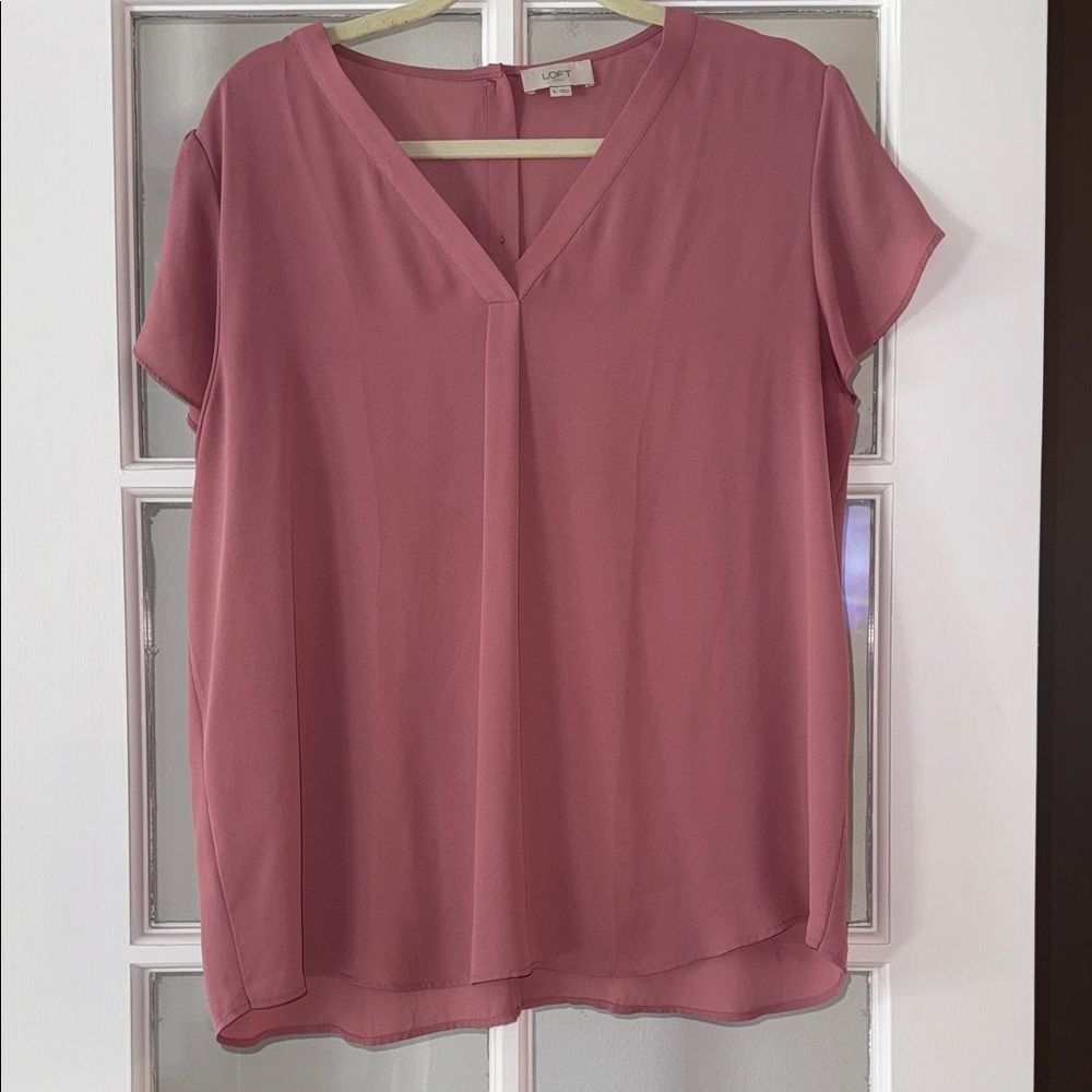 LOFT Women's Blush V-Neck Blouse